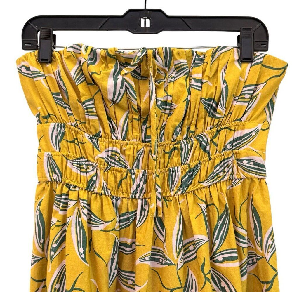 Anthropologie Yellow Strapless Floral Midi Dress - Picture 3 of 12